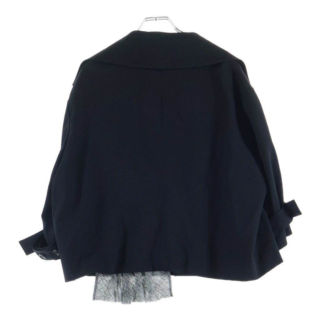 Y's(ワイズ) 22AW GABARDINE WIDE COLLAR JACKET ギャバジン ワイドカラー ジャケット ブラック YV-J01-100 レディース
