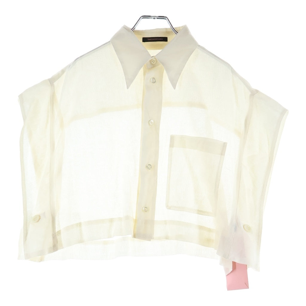 TAKESHI KOSAKA by Y's Pink Label(タケシコウサカバイワイズピンクレーベル) 20SS ショート丈 ノースリーブ シャツ ブラウス ホワイト YN-B43-040 レディース