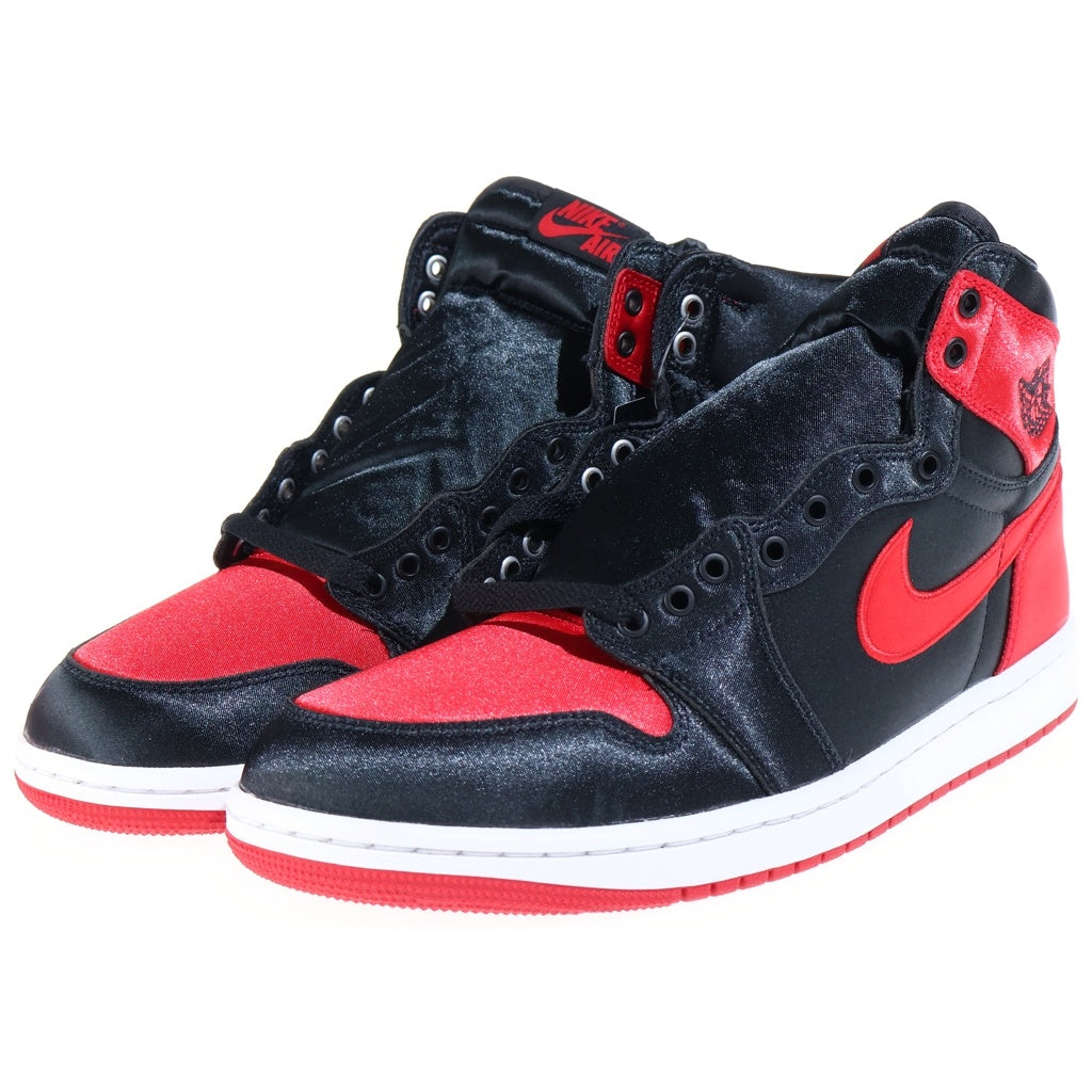NIKE(ナイキ) WMNS AIR JORDAN 1 RETRO HI OG SATIN BRED ウィメンズ エアジョーダン サテンブレッド ハイカットスニーカー シューズ ブラック/レッド US10.5/27.5cm FD4810-061