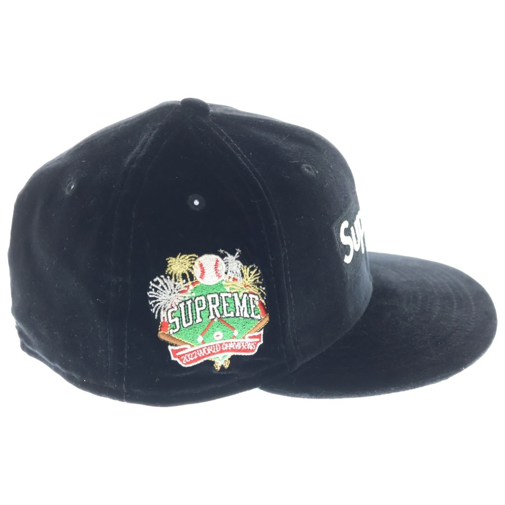 SUPREME(シュプリーム) 22AW ×NEW ERA Velour Box Logo Cap ニューエラ ベロア ボックスロゴ ベースボール キャップ 帽子 ブラック