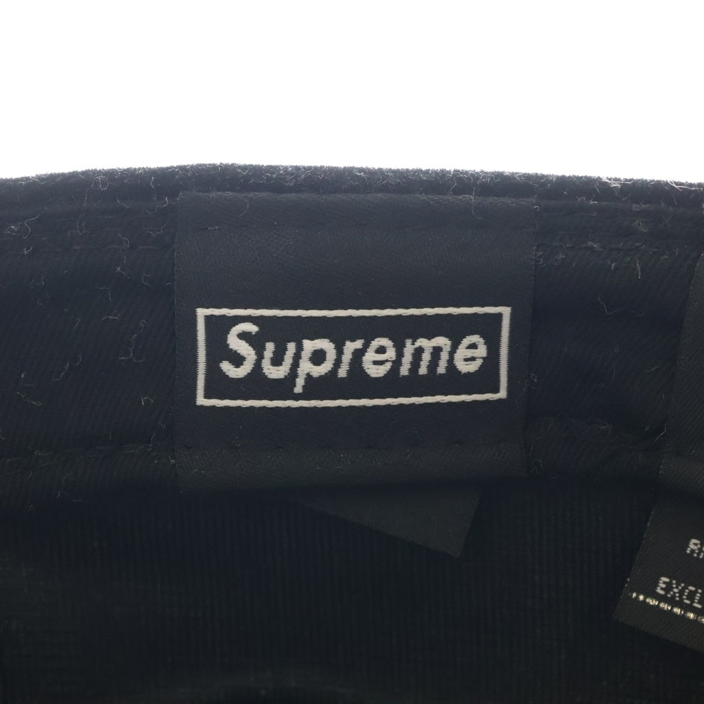 SUPREME(シュプリーム) 22AW ×NEW ERA Velour Box Logo Cap ニューエラ ベロア ボックスロゴ ベースボール キャップ 帽子 ブラック