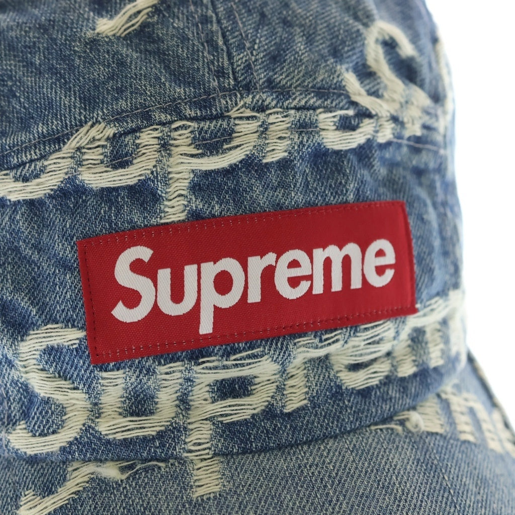 SUPREME(シュプリーム) 21SS Frayed Logos Denim Camp Cap フレイド ロゴ デニム キャンプ キャップ 帽子 インディゴ