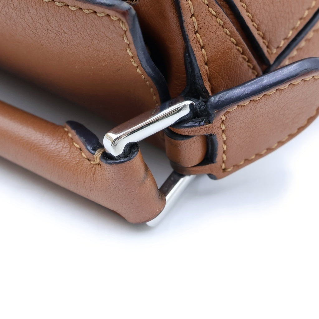 LOEWE(ロエベ) パズルエッジバッグ スモール タン ハンドバッグ ケース ポーチ ブラウン レザー シルバー金具 レディース