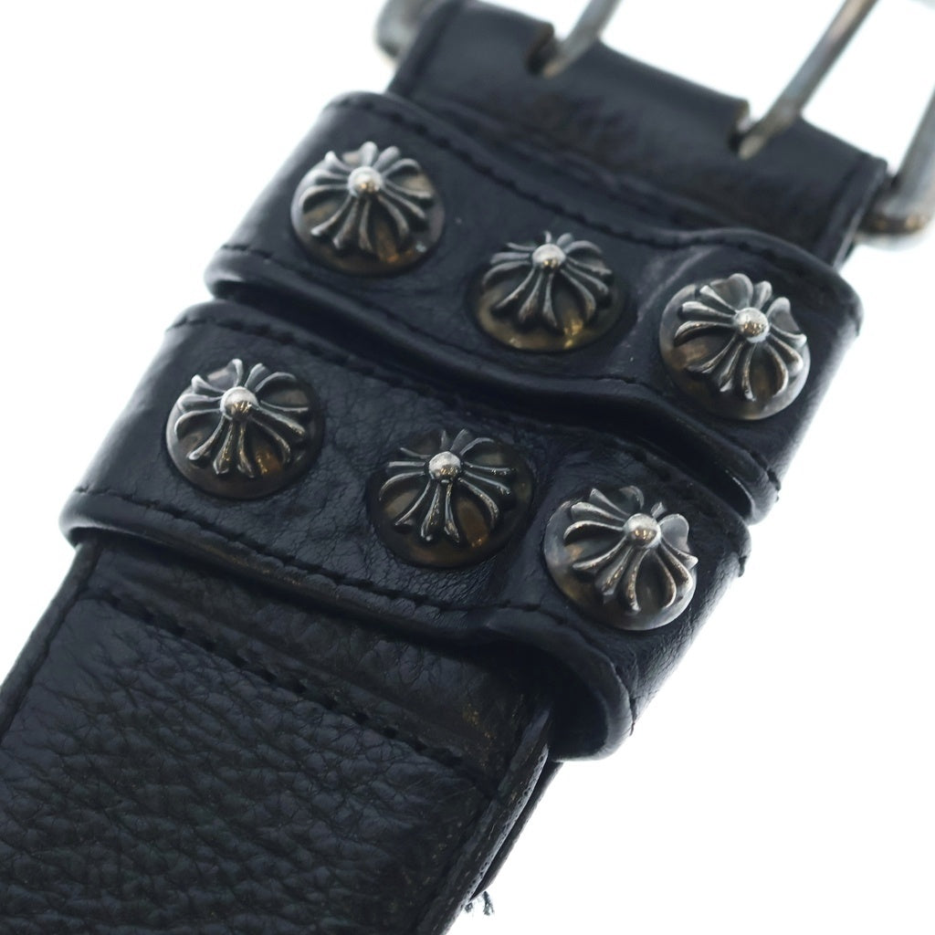 CHROME HEARTS(クロムハーツ) BLT ROLLER 3PC 1.5inch 3PCローラークロスボールスタッズバックル レザーベルト ブラック/シルバー BCA357