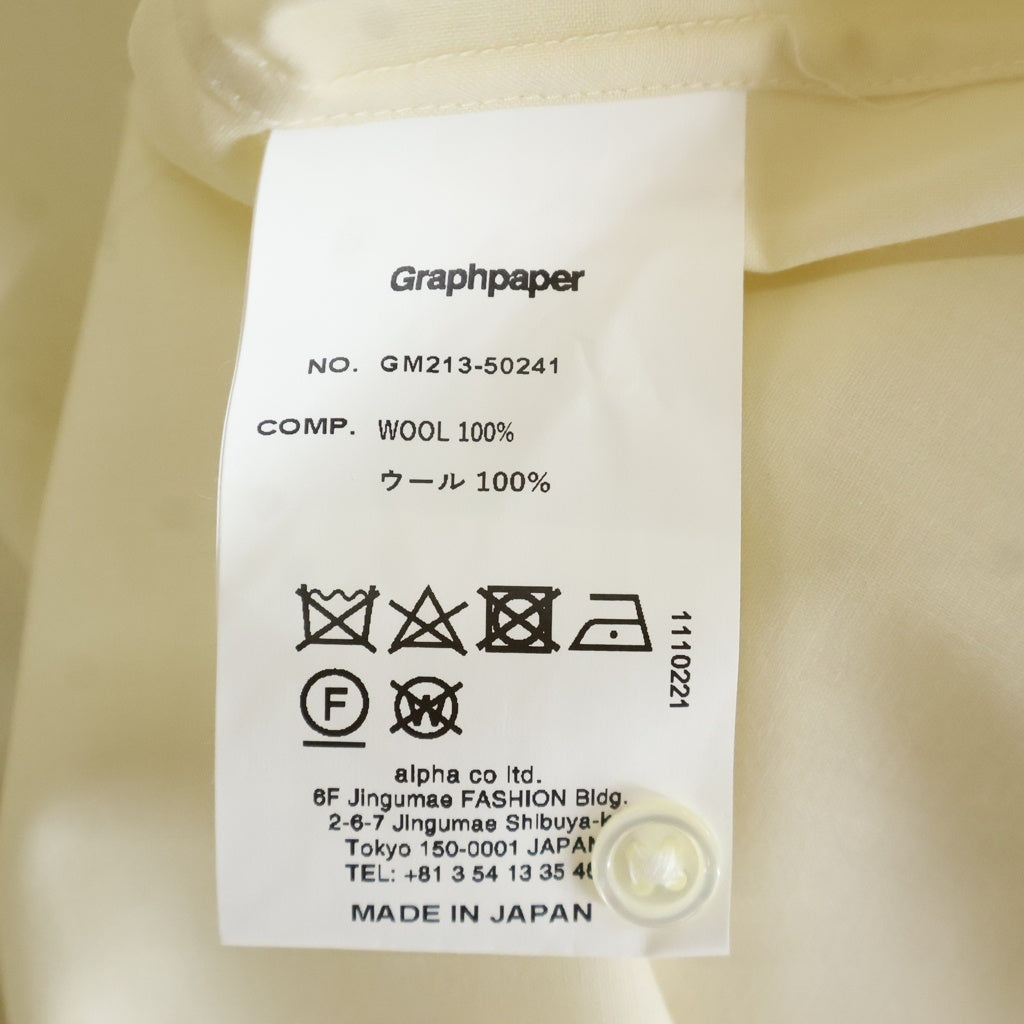 Graphpaper(グラフペーパー) 21AW FINE WOOL TROPICAL OVERSIZED SHIRT ファイン ウール トロピカル オーバーサイズ 長袖シャツ イエロー GM213-50241