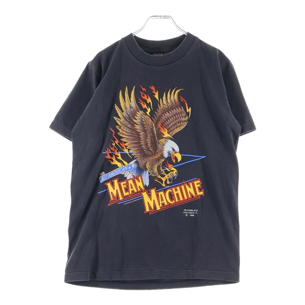 VINTAGE(ヴィンテージ) 90S VINTAGE MEAN MACHINE EAGLE 3D EMBLEM ヴィンテージ ミーン マシーン イーグル クルーネック 半袖Tシャツカットソー ブラック