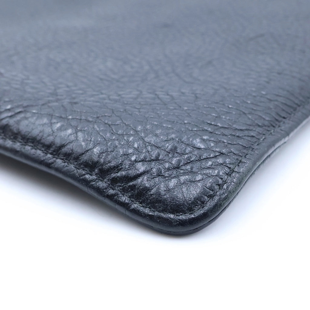CHROME HEARTS(クロムハーツ) FLAT MED PLAIN レザークラッチバッグ ブラック/シルバー レディース