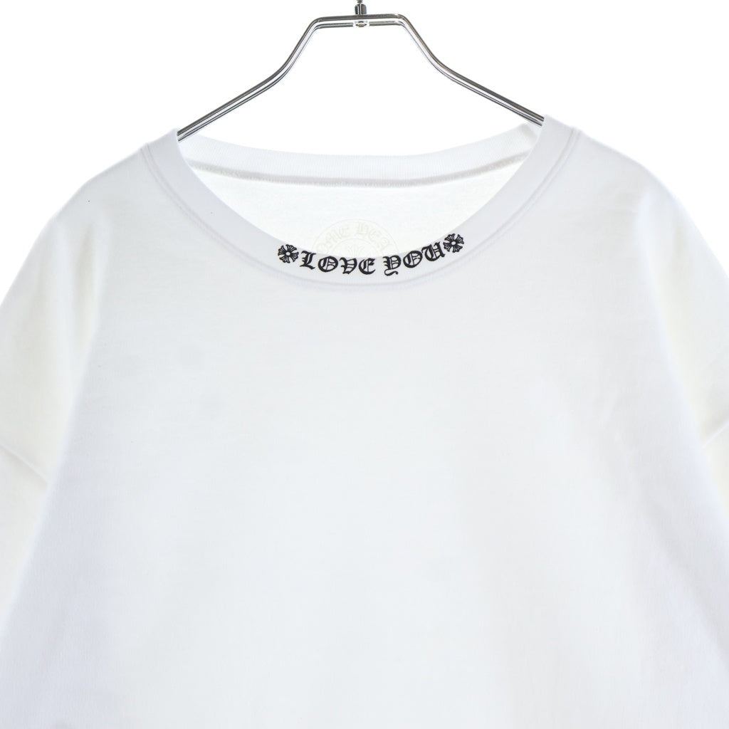 CHROME HEARTS(クロムハーツ) LOVE YOU NECK LOGO SWTSHRT ネックロゴ 袖フローラルプリントクルーネックスウェット ホワイト