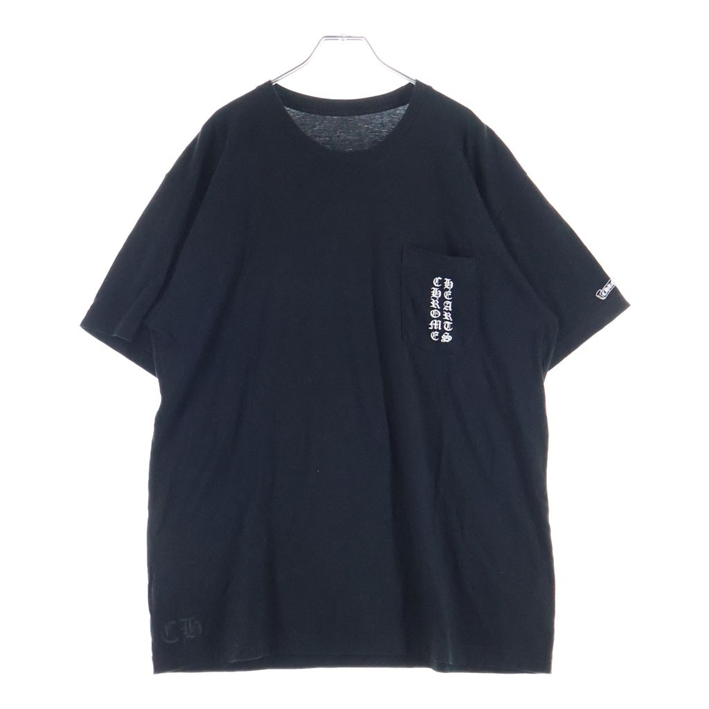 CHROME HEARTS(クロムハーツ) Tokyo Limited Back Scroll Tee 東京限定 バックスクロール ヴァーティカルロゴ ポケット プリント クルーネック 半袖 Tシャツカットソー ブラック