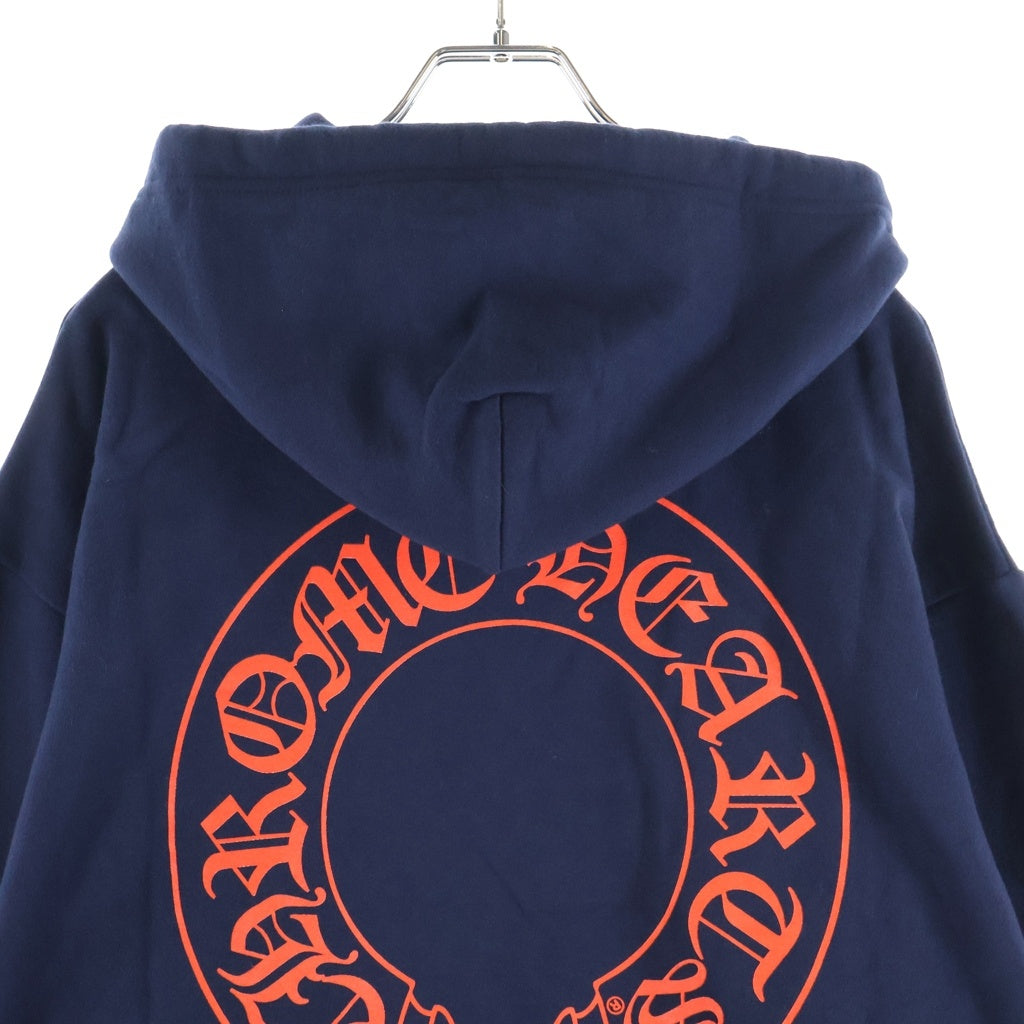 CHROME HEARTS(クロムハーツ) SWTSHRT PLVR 袖フローラルバックホースシュープリント スウェットプルオーバーパーカー ネイビー/レッド