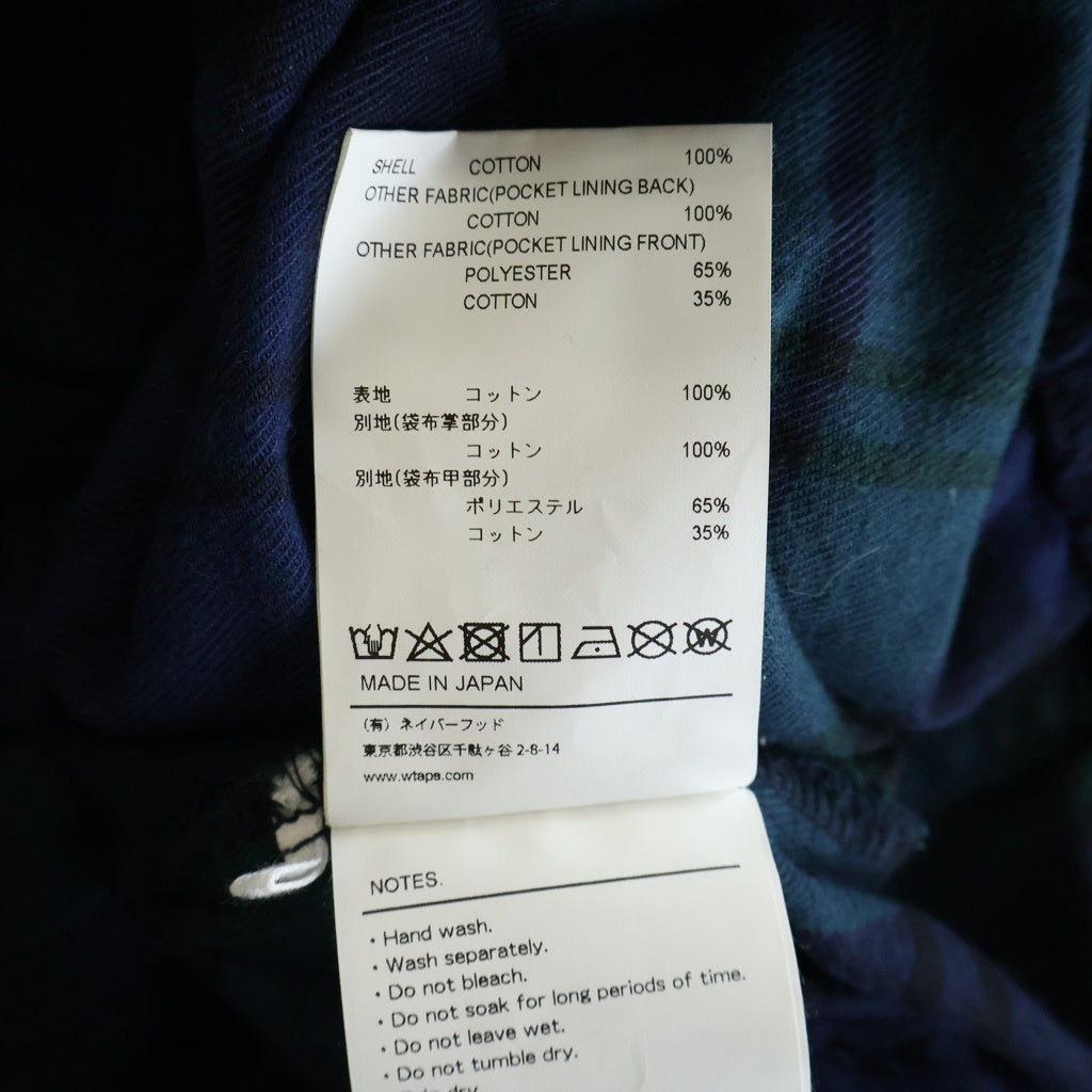 WTAPS(ダブルタップス) 22AW SEAGULL TROUSERS COTTON. FLANNEL シーガル 03 トラウザー チェック柄 フランネル ロングパンツ グリーン/ネイビー 222TQDT-PTM02