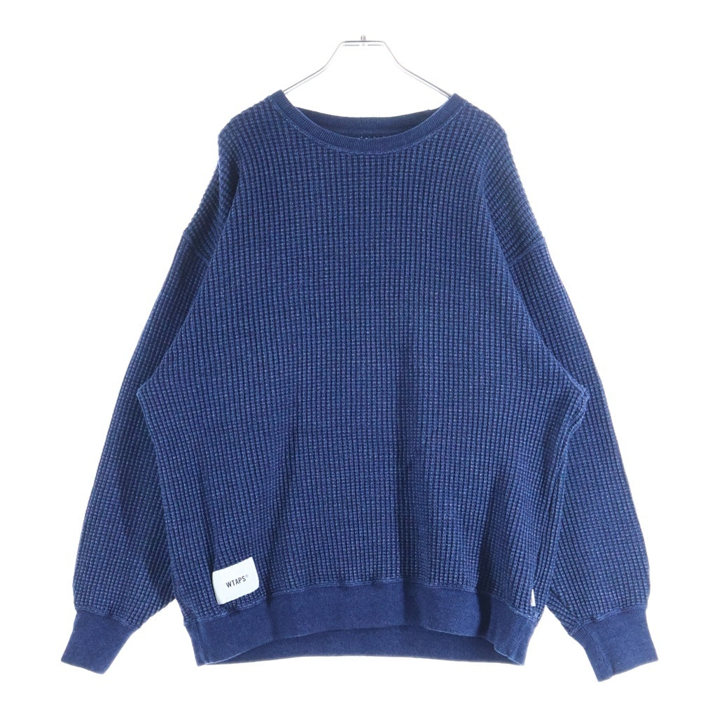 WTAPS(ダブルタップス) 22SS ALL 02 SWEATER / COTTON ワッフル クルーネック ニットセーター ネイビー 221ATDT-CSM36
