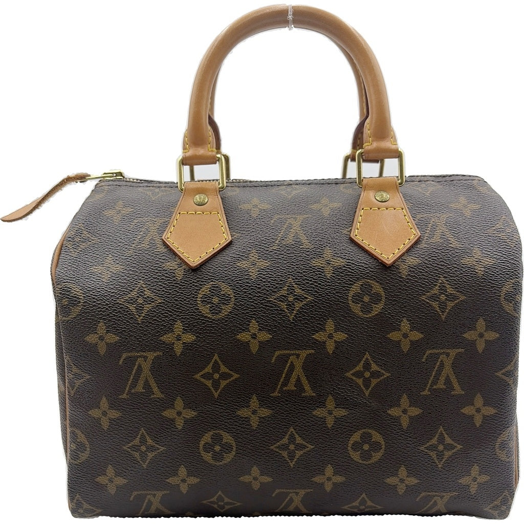 LOUIS VUITTON(ルイヴィトン) モノグラム スピーディ25 ハンドバッグ ミニボストンバッグ ブラウン レザー×PVC M41528 ゴールド金具 レディース