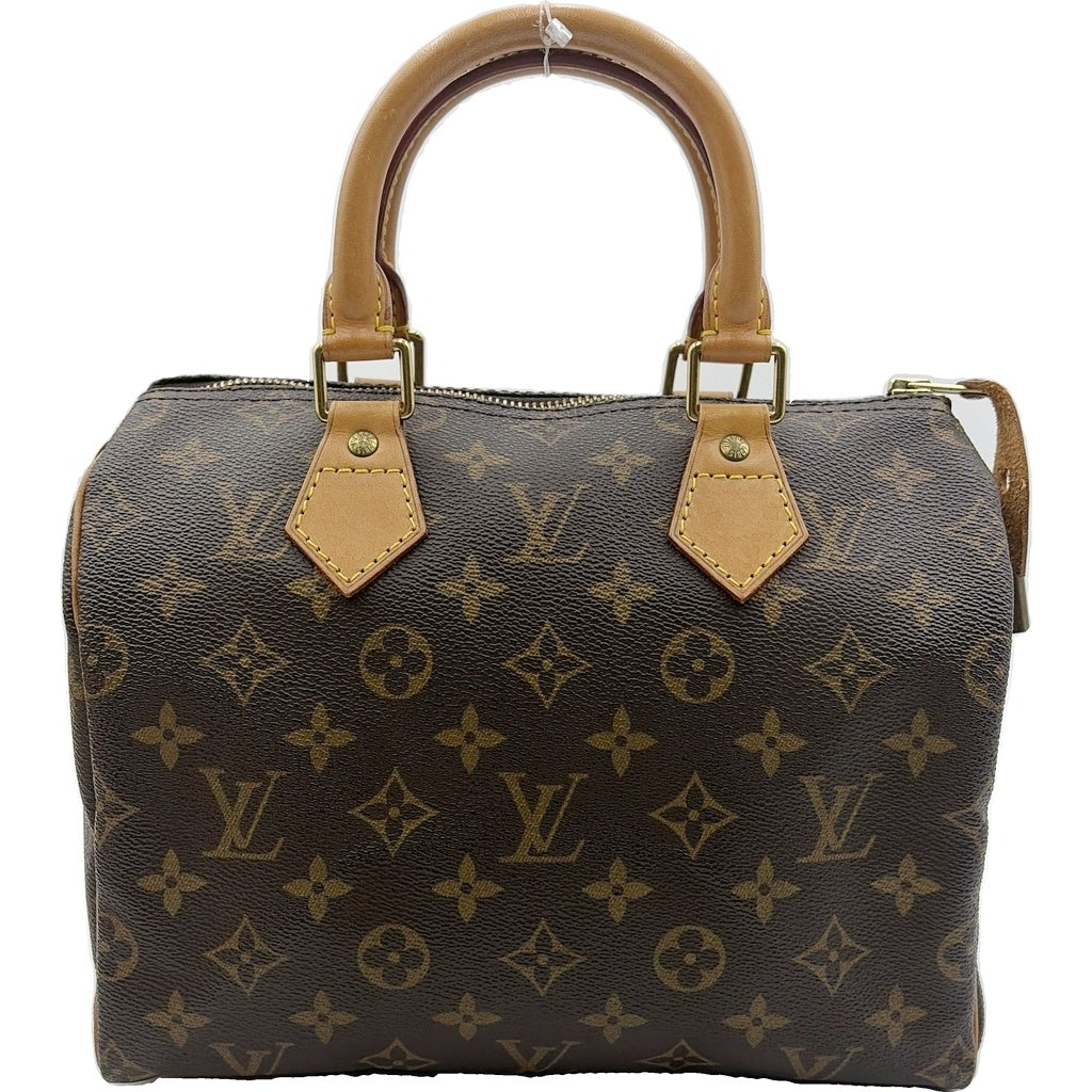 LOUIS VUITTON(ルイヴィトン) モノグラム スピーディ25 ハンドバッグ ミニボストンバッグ ブラウン レザー×PVC M41528 ゴールド金具 レディース