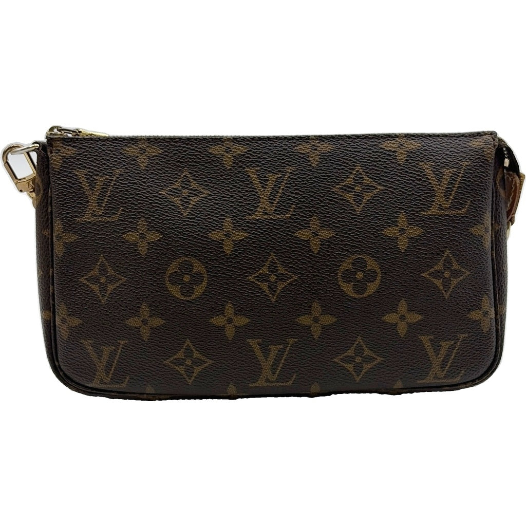 LOUIS VUITTON(ルイヴィトン) モノグラム ポシェットアクセソワール ミニハンドバッグ ケース ブラウン レザー×PVC M40712 ゴールド金具 レディース