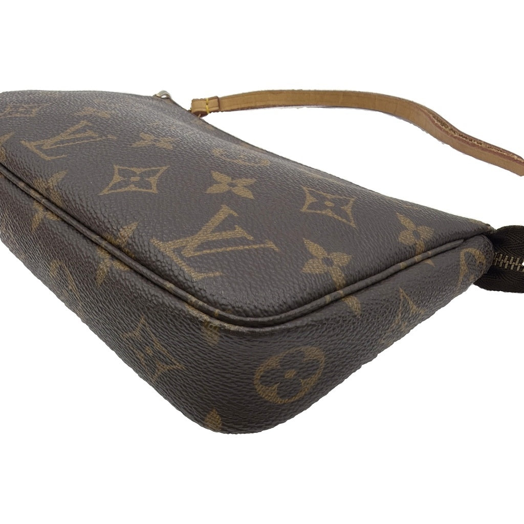 LOUIS VUITTON(ルイヴィトン) モノグラム ポシェットアクセソワール ミニハンドバッグ ケース ブラウン レザー×PVC M40712 ゴールド金具 レディース