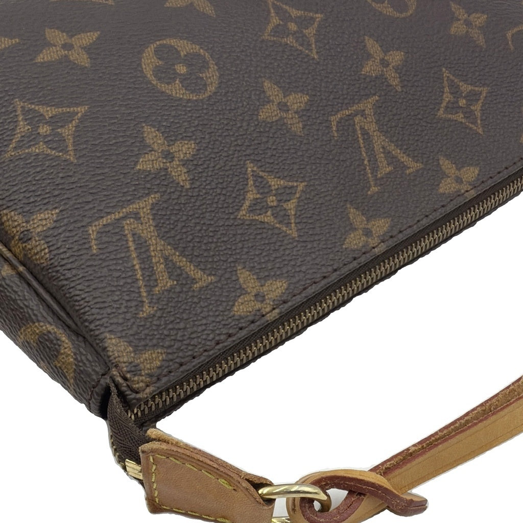 LOUIS VUITTON(ルイヴィトン) モノグラム ポシェットアクセソワール ミニハンドバッグ ケース ブラウン レザー×PVC M40712 ゴールド金具 レディース