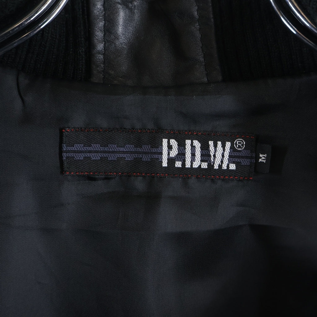 P.D.W(ピーディーダブリュー) カウレザー シングルライダースジャケット ブラック 6651000