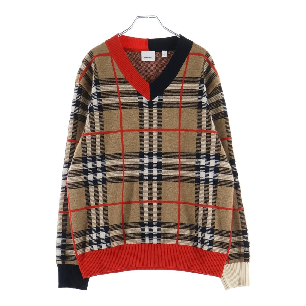 BURBERRY(バーバリー) 20SS Check Merio Wool Jacquard Sweater チェック メリノウール ジャガードセーター ウール ブラウン 8023664