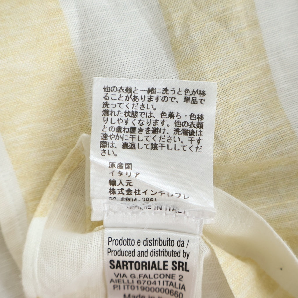 NO BRAND(ノーブランド) コルドネ ストライプ長袖シャツ イエロー×ホワイト