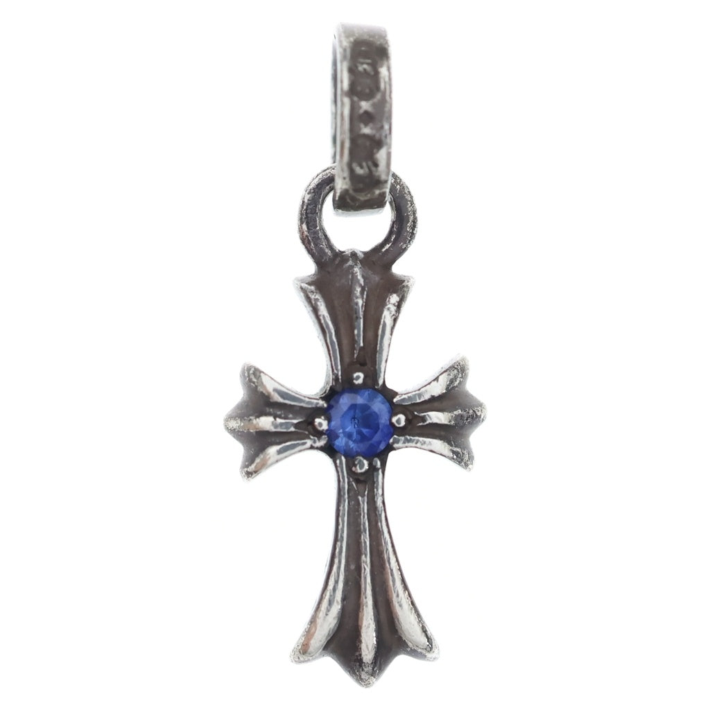 CHROME HEARTS(クロムハーツ) CRS BBYFAT P SAP ベイビーファットクロス 両面1サファイア ペンダントトップ シルバー