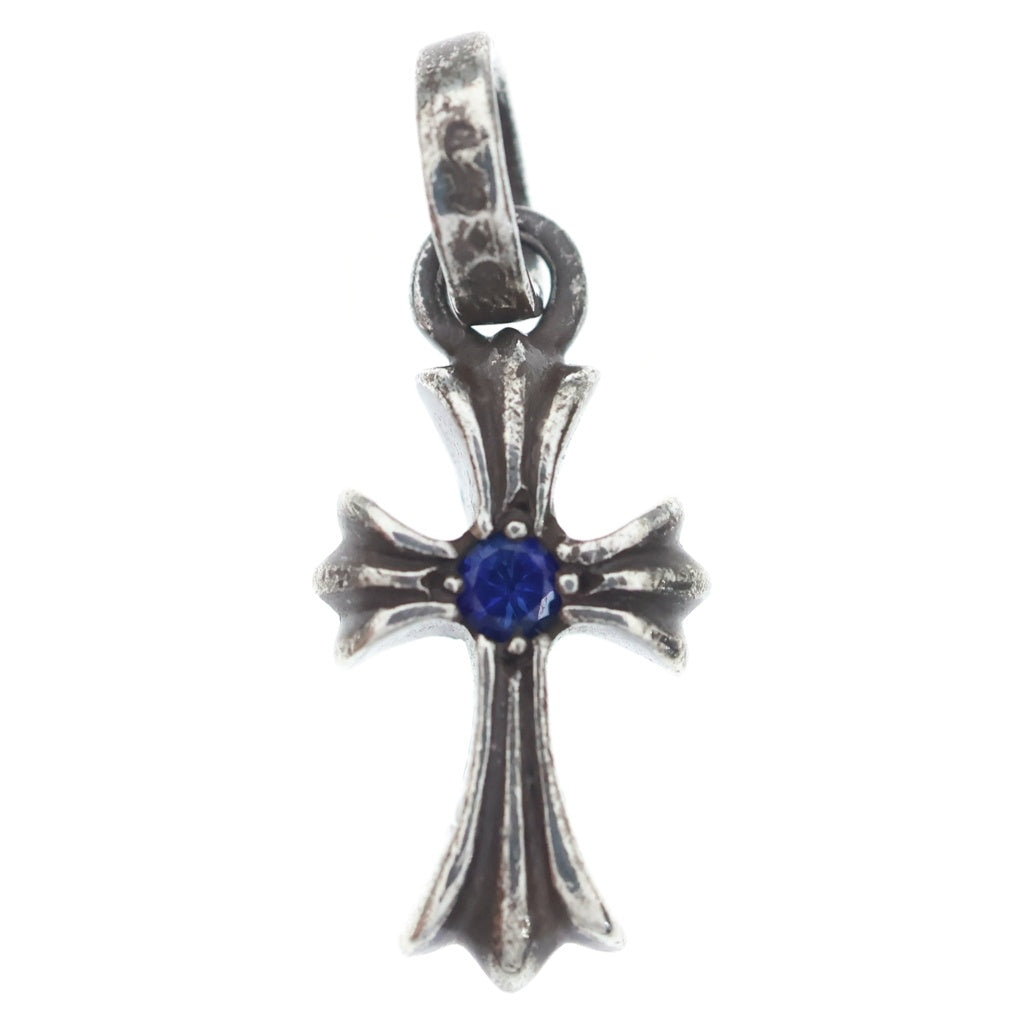 CHROME HEARTS(クロムハーツ) CRS BBYFAT P SAP ベイビーファットクロス 両面1サファイア ペンダントトップ シルバー