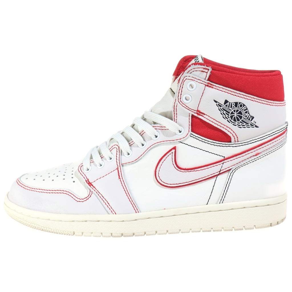 NIKE(ナイキ) AIR JORDAN1 RETRO HIGH OG SAIL UNIVERSITY RED エアジョーダン1 ハイカットスニーカー ホワイト/レッド US8/26cm 555088-160