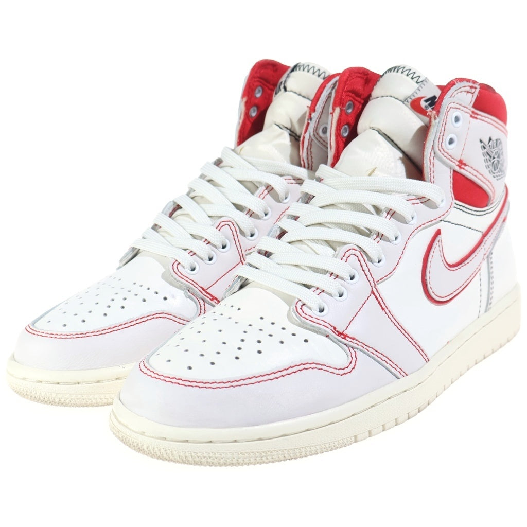 NIKE(ナイキ) AIR JORDAN1 RETRO HIGH OG SAIL UNIVERSITY RED エアジョーダン1 ハイカットスニーカー ホワイト/レッド US8/26cm 555088-160