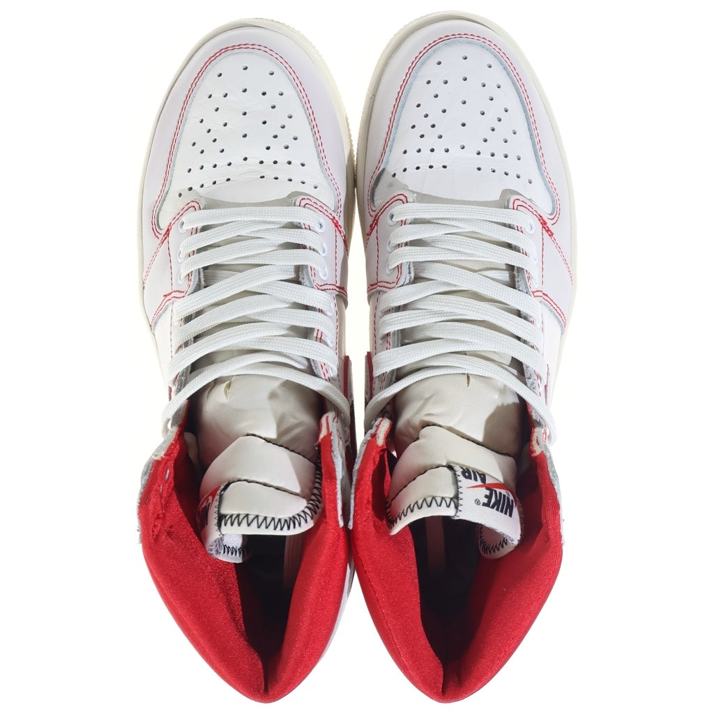 NIKE(ナイキ) AIR JORDAN1 RETRO HIGH OG SAIL UNIVERSITY RED エアジョーダン1 ハイカットスニーカー ホワイト/レッド US8/26cm 555088-160