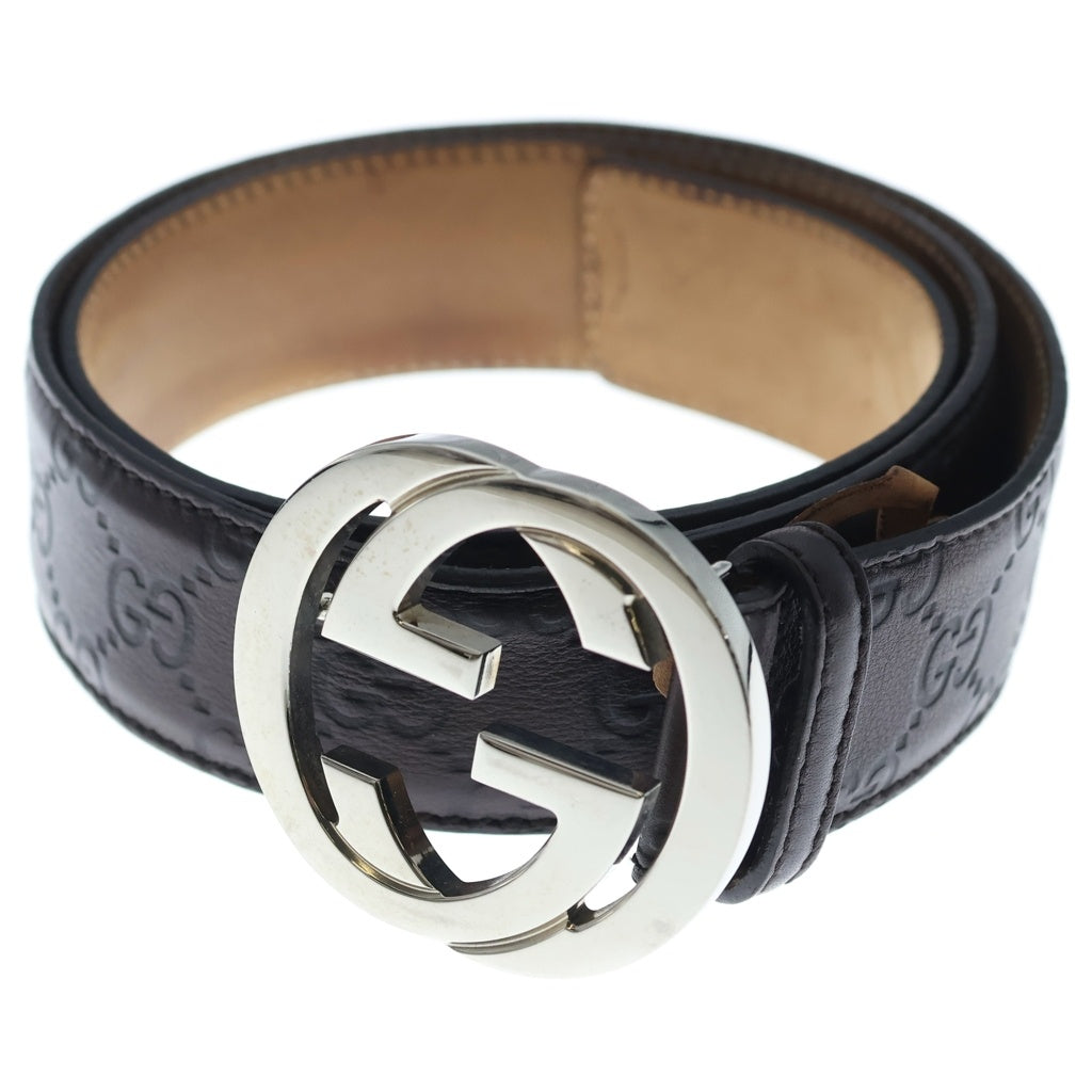 GUCCI(グッチ) インターロッキングG バックル レザーベルト ブラウン 114984