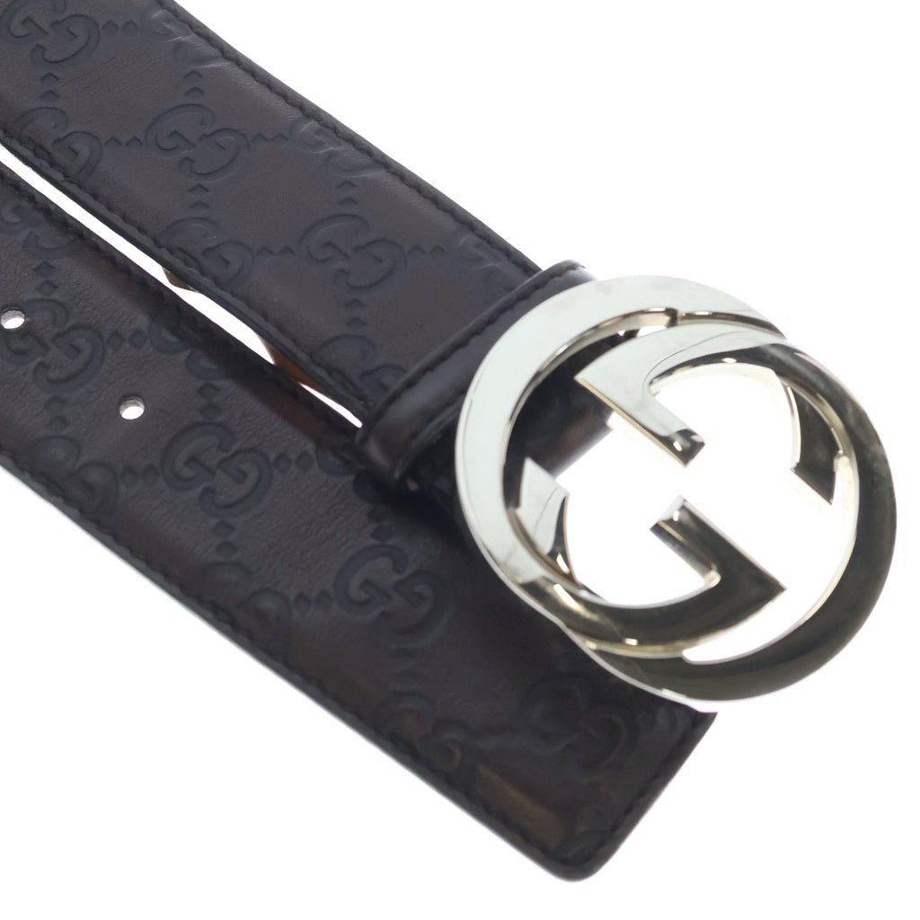 GUCCI(グッチ) インターロッキングG バックル レザーベルト ブラウン 114984