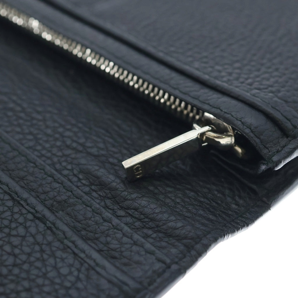 Dior HOMME(ディオールオム) ロゴエンボス レザーロングウォレット 二つ折り長財布 ブラック