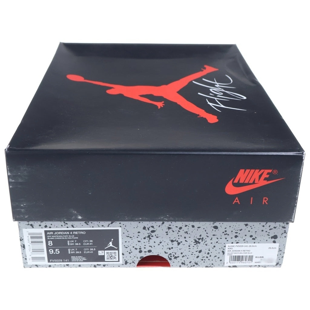 NIKE(ナイキ) AIR JORDAN 4 RETRO INDUSTRIAL BLUE FV5029-141 エアジョーダン4 レトロ インダストリアルブルー ハイカットスニーカー ホワイト/ブルー US8/26cm