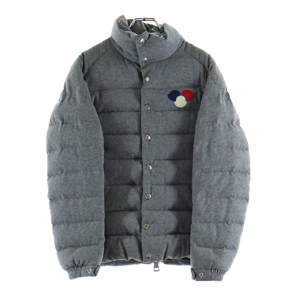 MONCLER(モンクレール) 16AW BREVAL GIUBBOTTO トリコロールロゴ ジップアップ ウール ダウンジャケット グレー B20914183500 57845