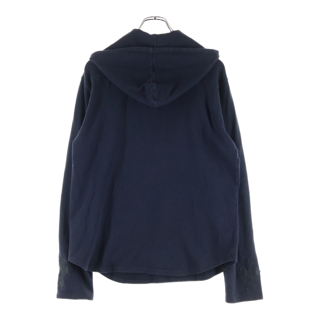 CHROME HEARTS(クロムハーツ) OLD オールド 袖クロスパッチ付き ダガー ハーフジップ スウェット プルオーバーパーカー ブラック