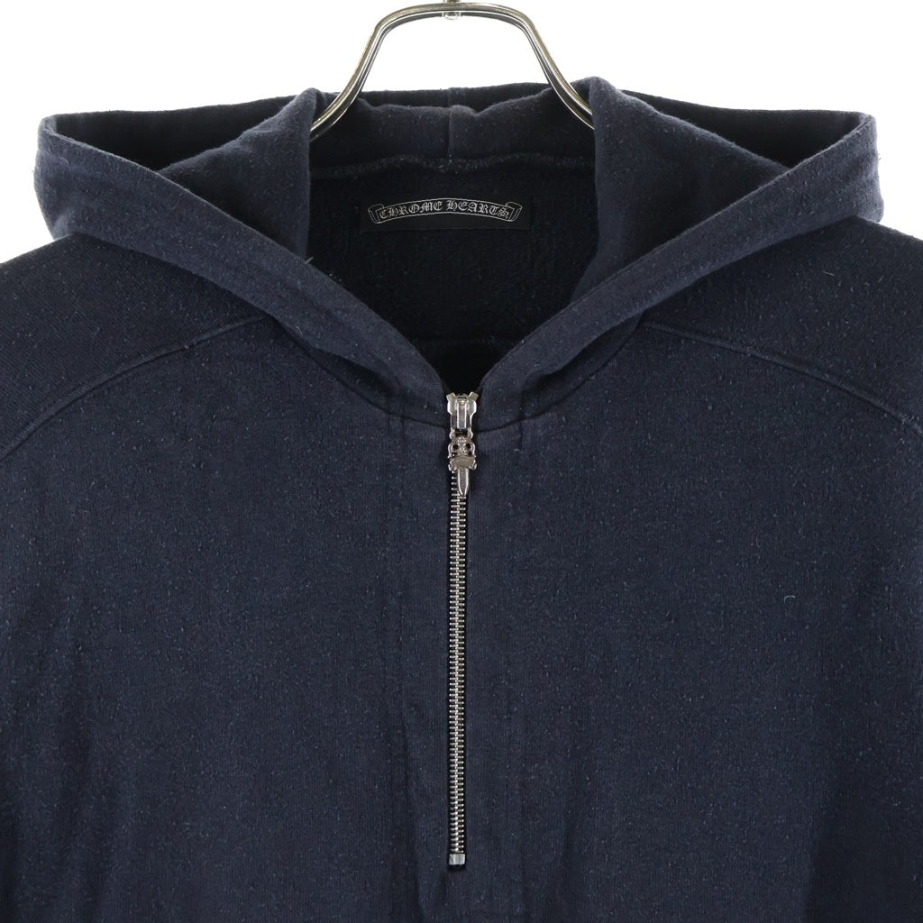 CHROME HEARTS(クロムハーツ) OLD オールド 袖クロスパッチ付き ダガー ハーフジップ スウェット プルオーバーパーカー ブラック