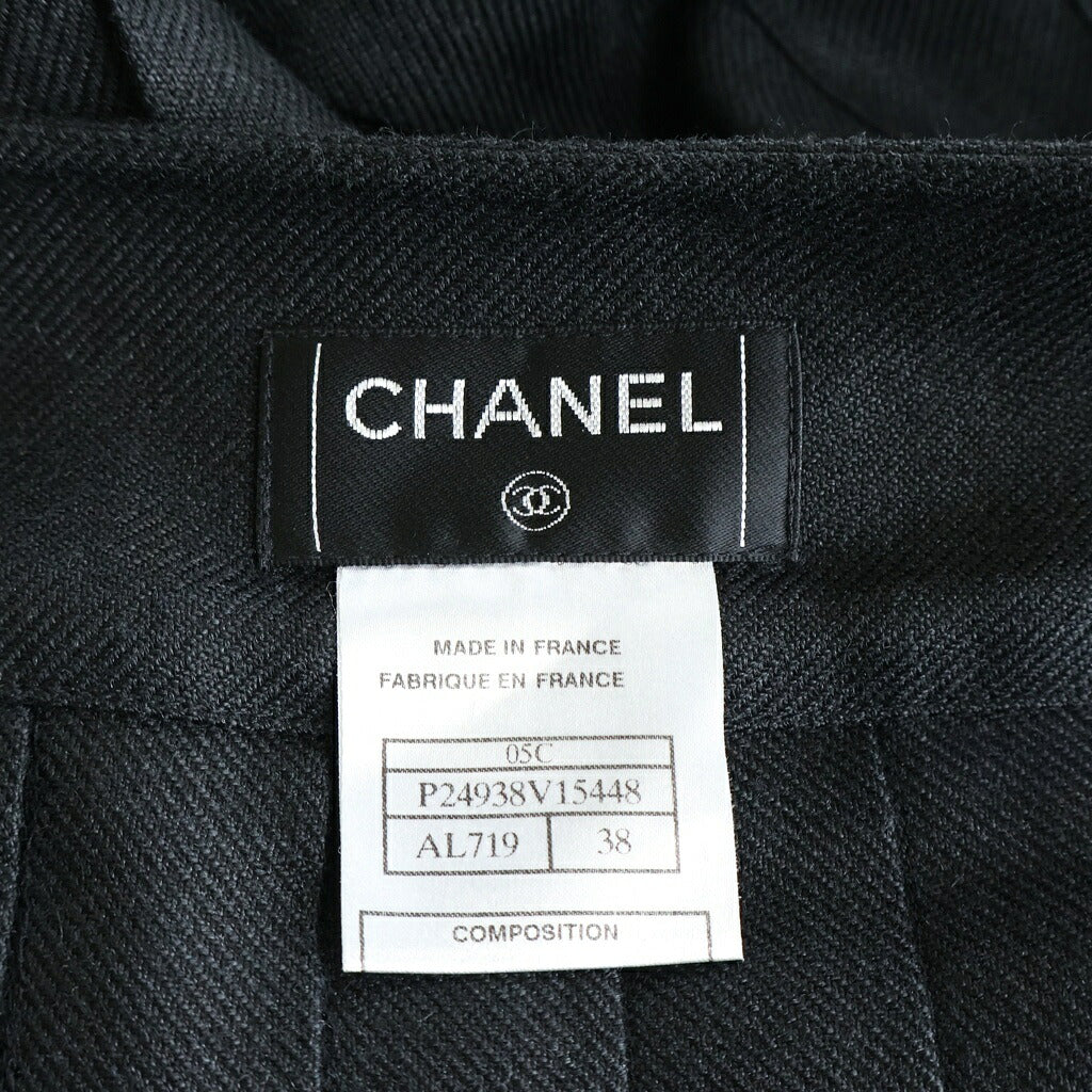 CHANEL(シャネル) ココマークボタン フレアプリーツ ミニ スカート リネンカシミヤ グレー P24938V15448 レディース