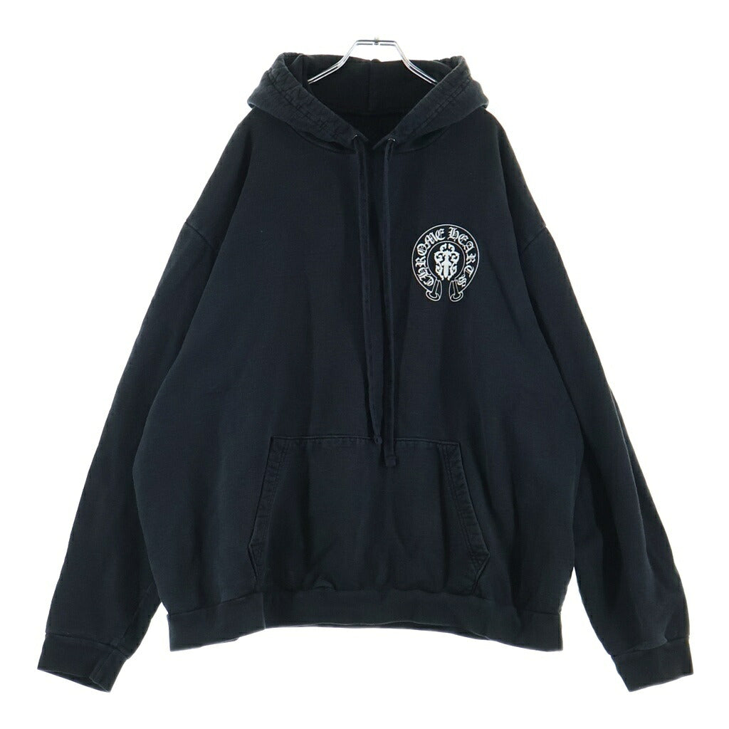 CHROME HEARTS(クロムハーツ) SWTSHRT HOODIE アメリカンフラッグ 星条旗 ホースシュープリント プルオーバー パーカー ブラック