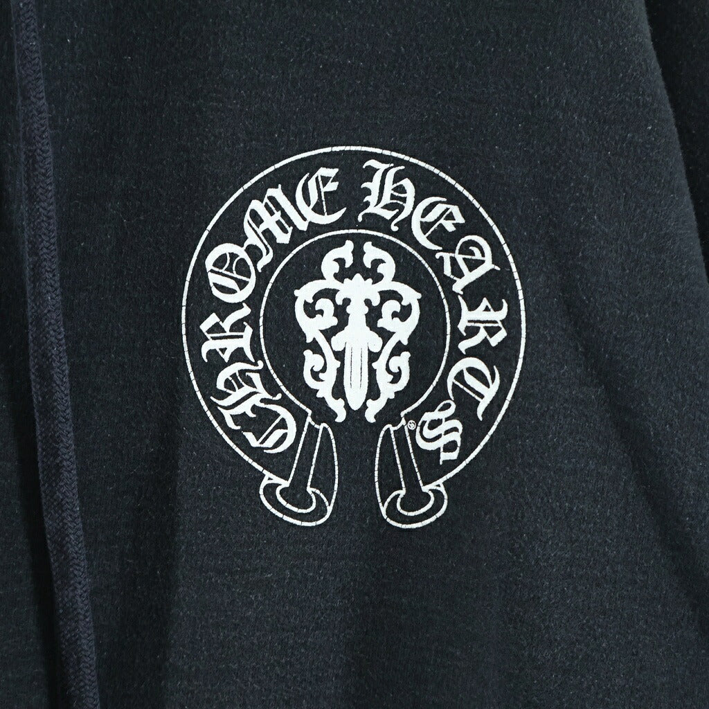 CHROME HEARTS(クロムハーツ) SWTSHRT HOODIE アメリカンフラッグ 星条旗 ホースシュープリント プルオーバー パーカー ブラック