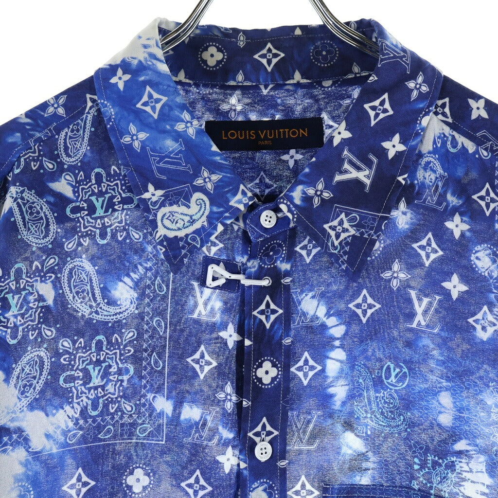 LOUIS VUITTON(ルイヴィトン) 22AW バンダナ フック シャツ 長袖 モノグラム コットン ホワイト/ブルー RM222M N08 HNS08W