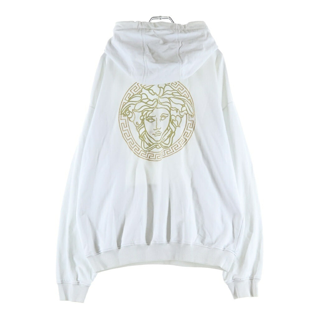 FENDI(フェンディ) 20SS ×VERSACE FENDACE ヴェルサーチ フェンダーチェ スウェット パーカー フーディ プルオーバー ズッカ刺繍 コットン ホワイト FY1143AKDU