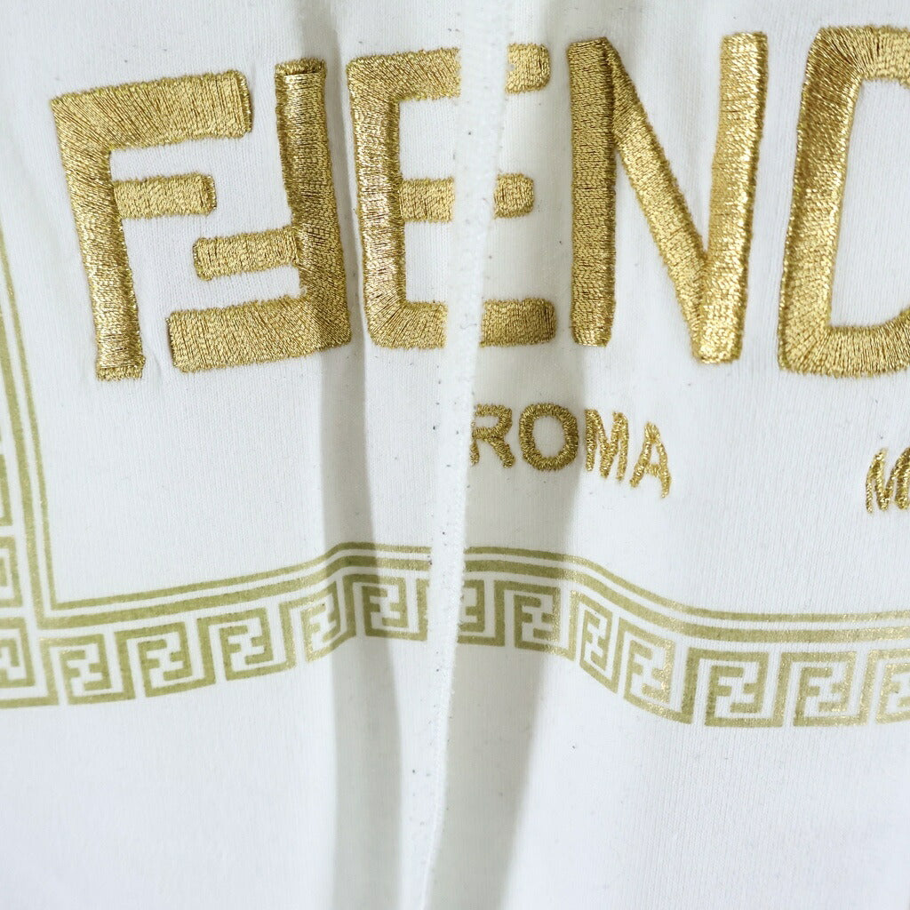 FENDI(フェンディ) 20SS ×VERSACE FENDACE ヴェルサーチ フェンダーチェ スウェット パーカー フーディ プルオーバー ズッカ刺繍 コットン ホワイト FY1143AKDU
