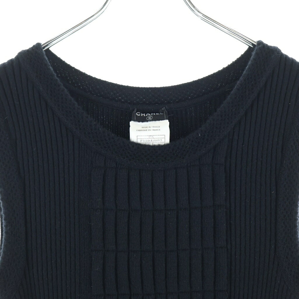 CHANEL(シャネル) 07A ココマーク ロゴプレート ウールニット ノースリーブ ワンピース ブラック P31446K00493 レディース