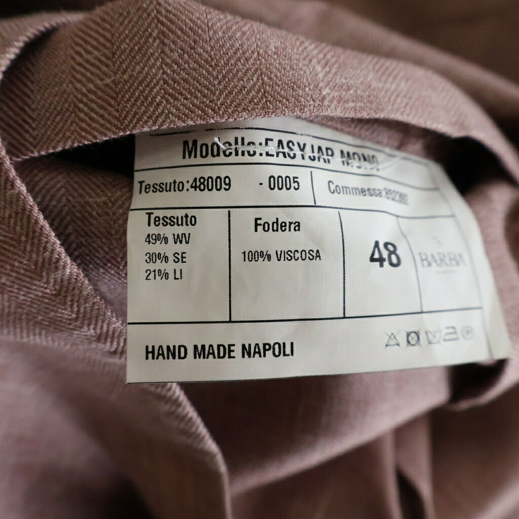 BARBA NAPOLI(バルバ ナポリ) Loro Piana ウールシルクリネントロピカル2Bシャツジャケット シングルジャケット ピンク
