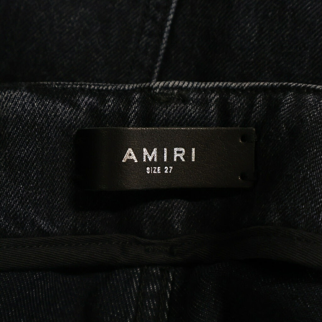 AMIRI(アミリ) ハイウエスト ワイドレッグ カーゴ ルーズ ジーンズ デニムパンツ ブラック PS24WDF004