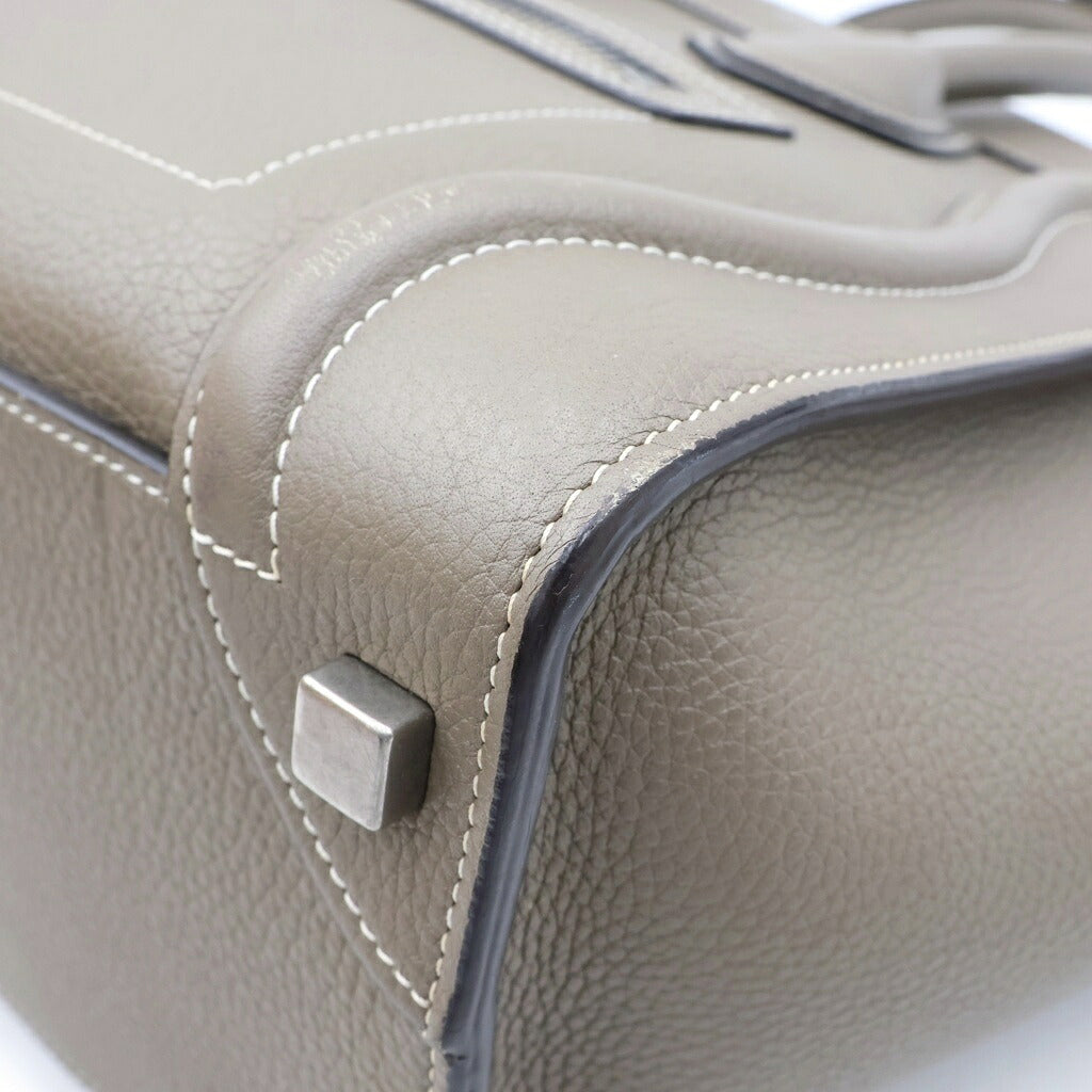 CELINE(セリーヌ) ラゲージ マイクロ ショッパー トートバッグ ハンドバッグ レザー グレージュ