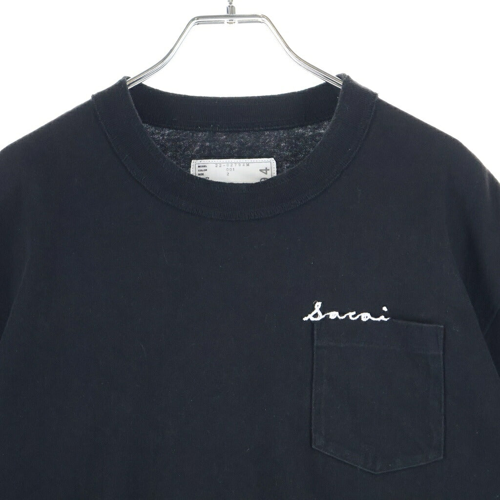 Sacai(サカイ) 22SS エンブロイダリー クルーネック 半袖Tシャツ カットソー ブラック 22-02794M
