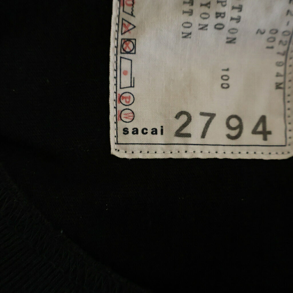 Sacai(サカイ) 22SS エンブロイダリー クルーネック 半袖Tシャツ カットソー ブラック 22-02794M