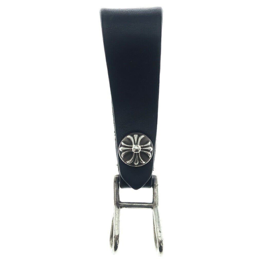 CHROME HEARTS(クロムハーツ) BELT LOOP クロスボールボタンレザーベルトループ シルバー/ブラック BCA397