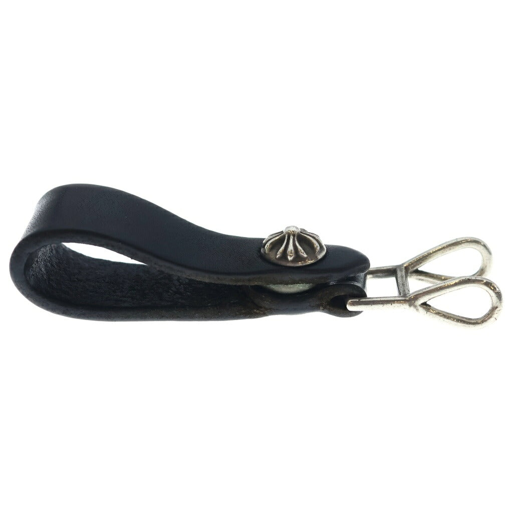 CHROME HEARTS(クロムハーツ) BELT LOOP クロスボールボタンレザーベルトループ シルバー/ブラック BCA397
